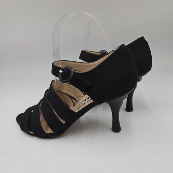 Figueroa Women’s Black Strappy Sandal Heels Size 38 Made in Italy US 7.5 - Picture 3 of 9